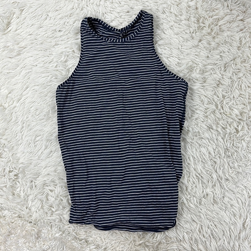 Lululemon All Tied Up Tank Modern Stripe Heathered Hero Blue White